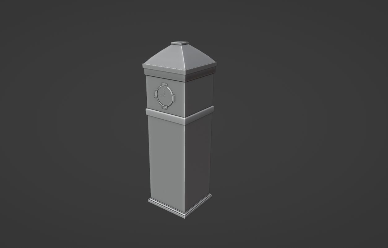 ClockBuilding clock tower Low-poly 3D model_6