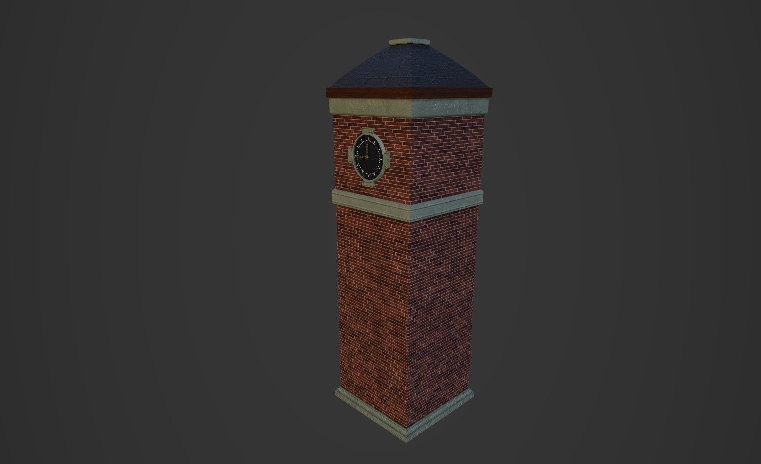 ClockBuilding clock tower Low-poly 3D model_1