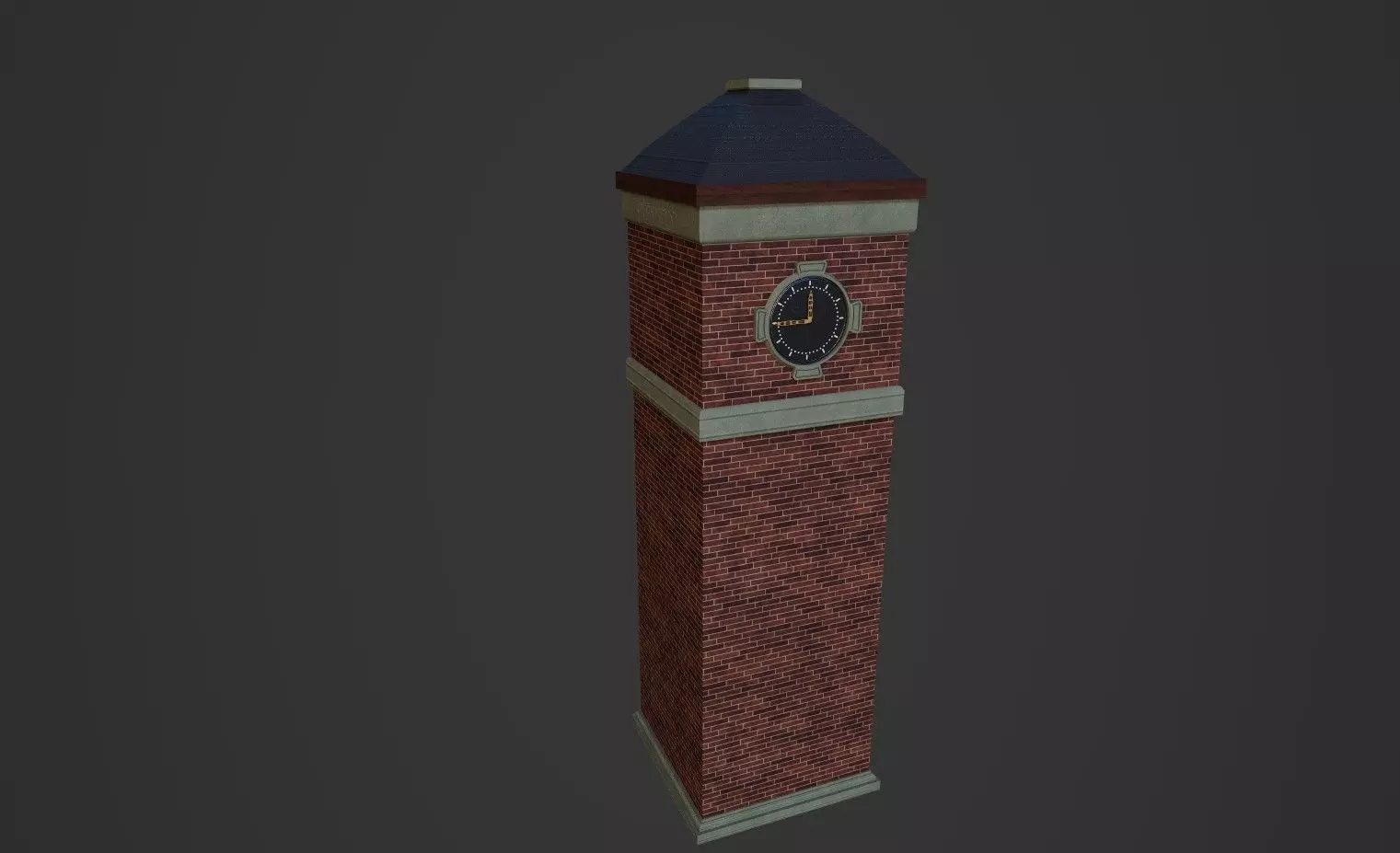 ClockBuilding clock tower Low-poly 3D model_0