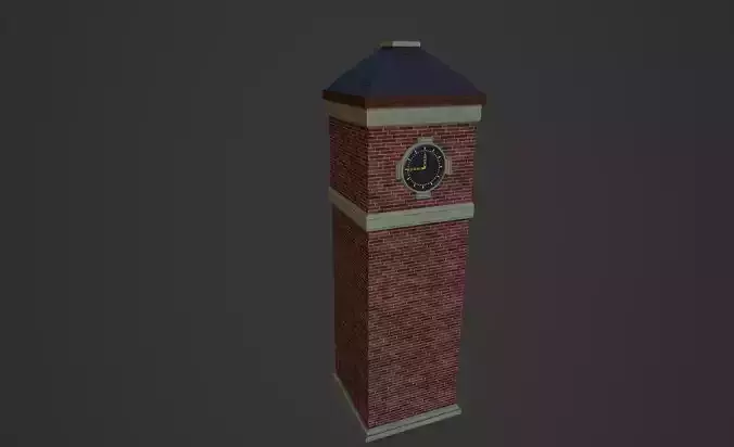 ClockBuilding clock tower Low-poly 3D model ClockBuilding clock tower Low-poly 3D model