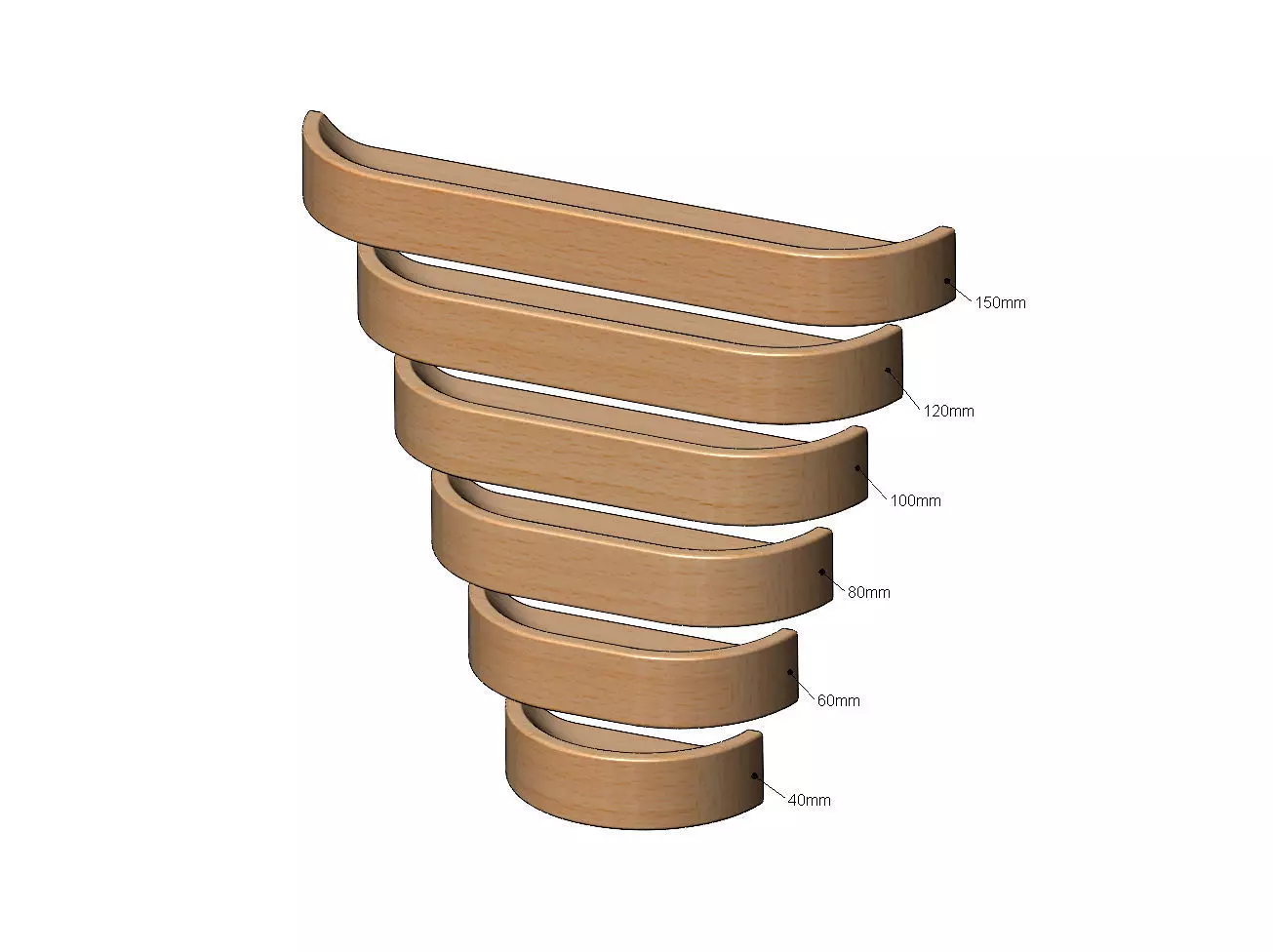 Cabinet drawer handle and pull N006 miniset 3D print model_0