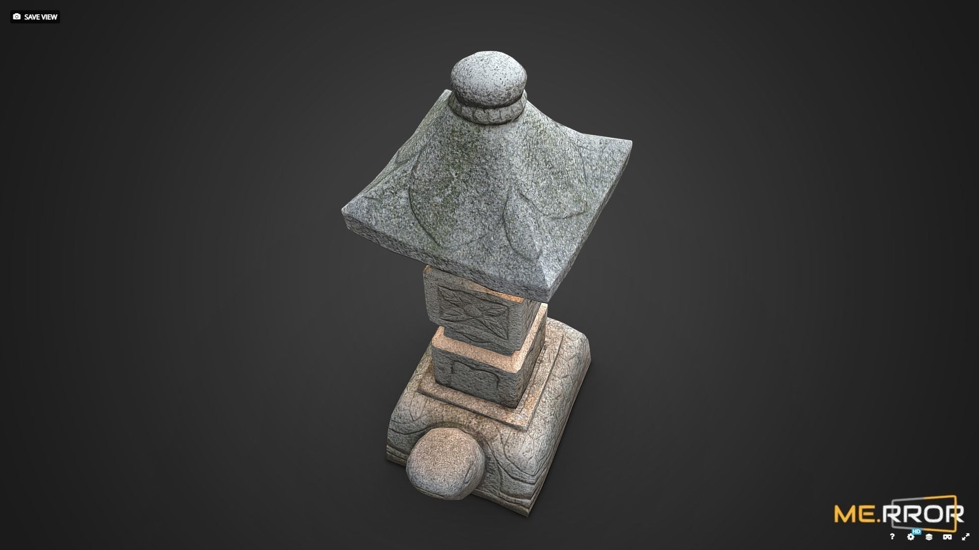 Game Ready Stone Turtle Lantern Photogrametry Low-poly 3D model_3