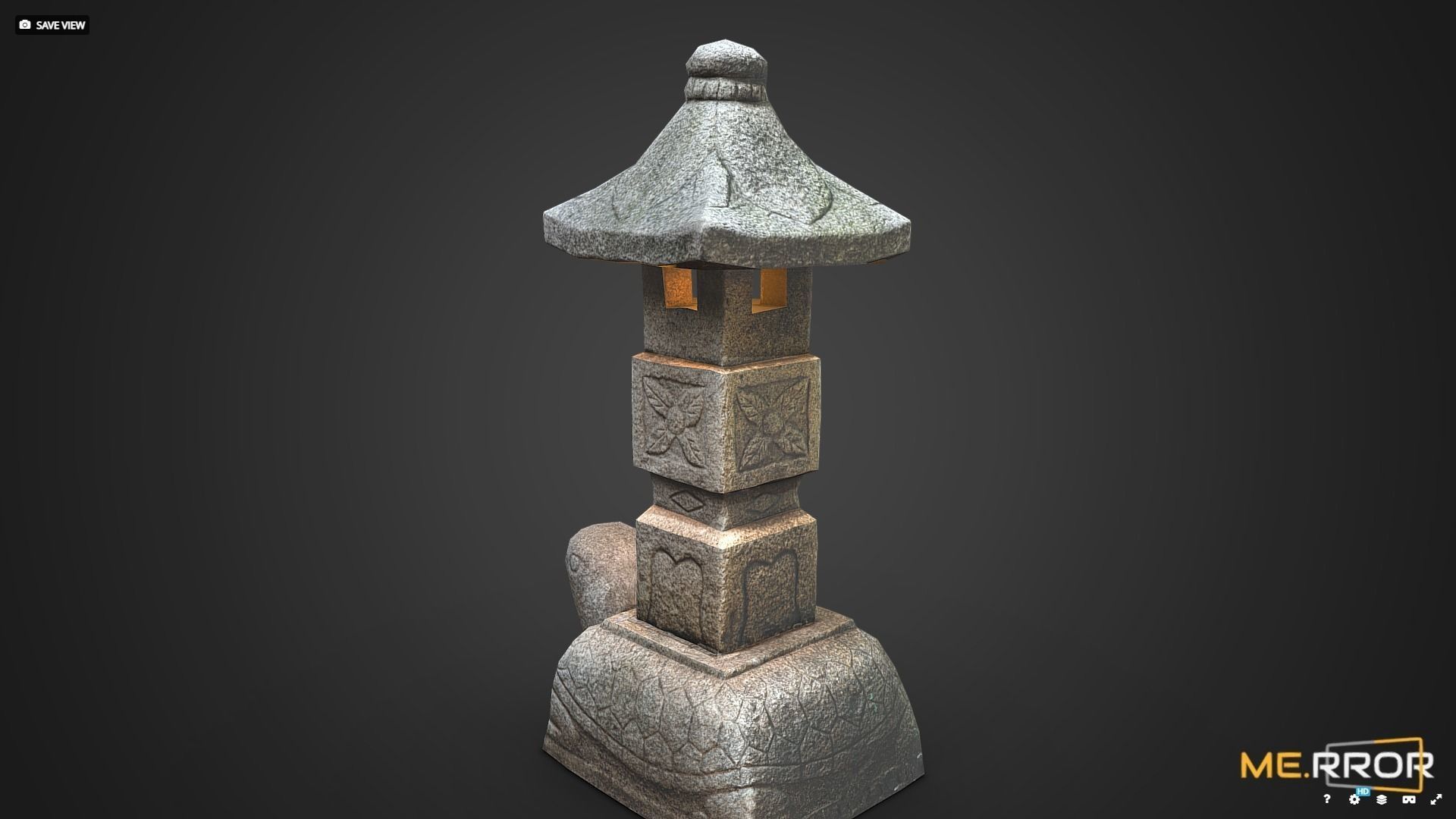 Game Ready Stone Turtle Lantern Photogrametry Low-poly 3D model_5