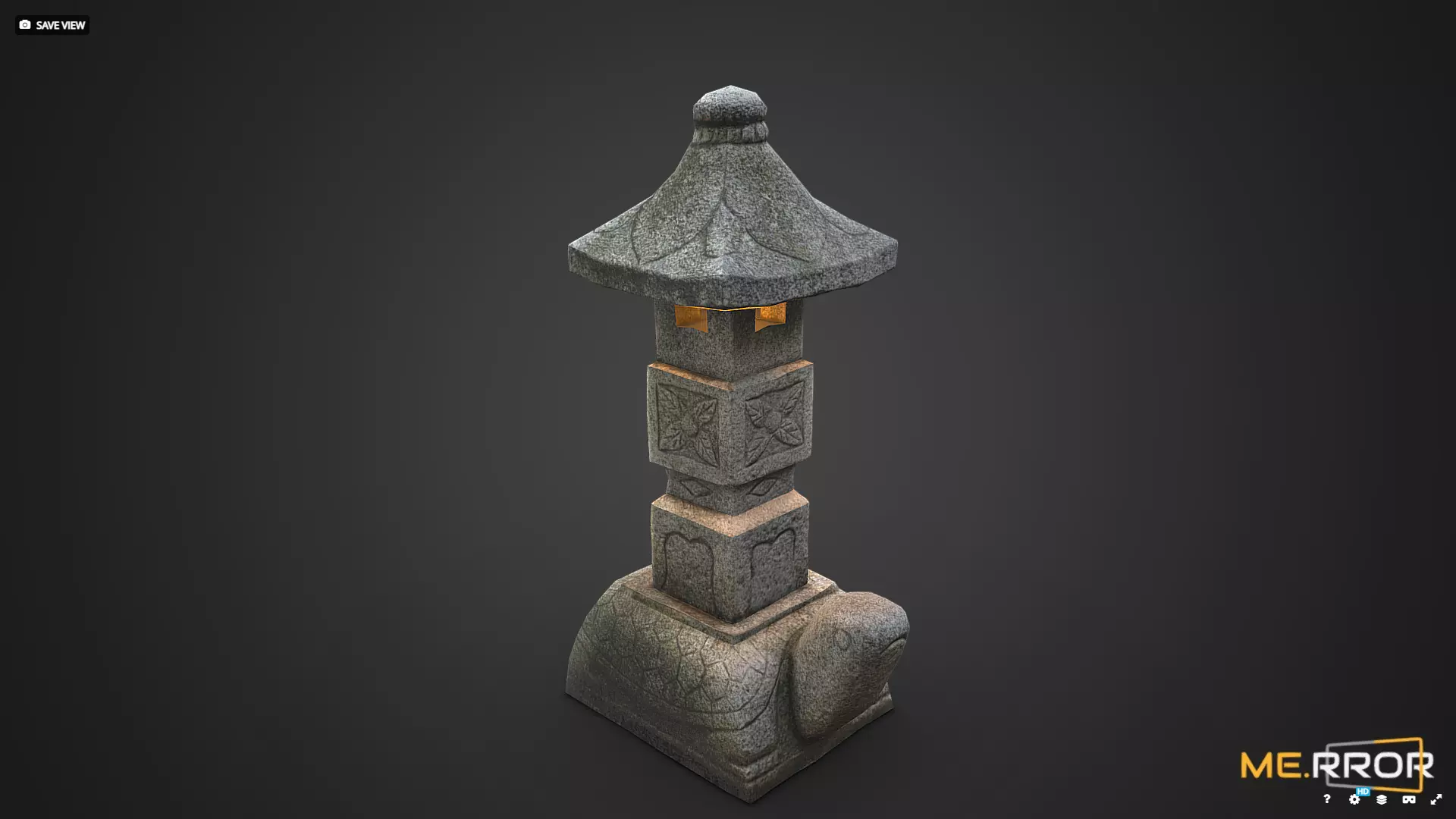 Game Ready Stone Turtle Lantern Photogrametry Low-poly 3D model_0