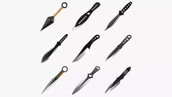Throwing knifes 3D Model Collection