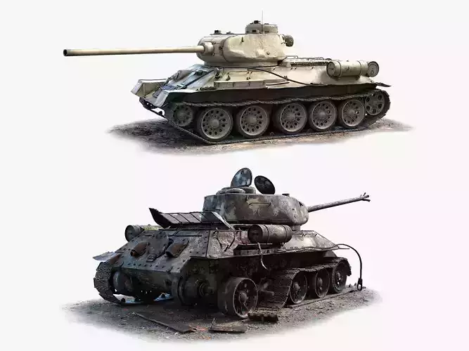 Tank T-34-85 Set 3D Model Collection