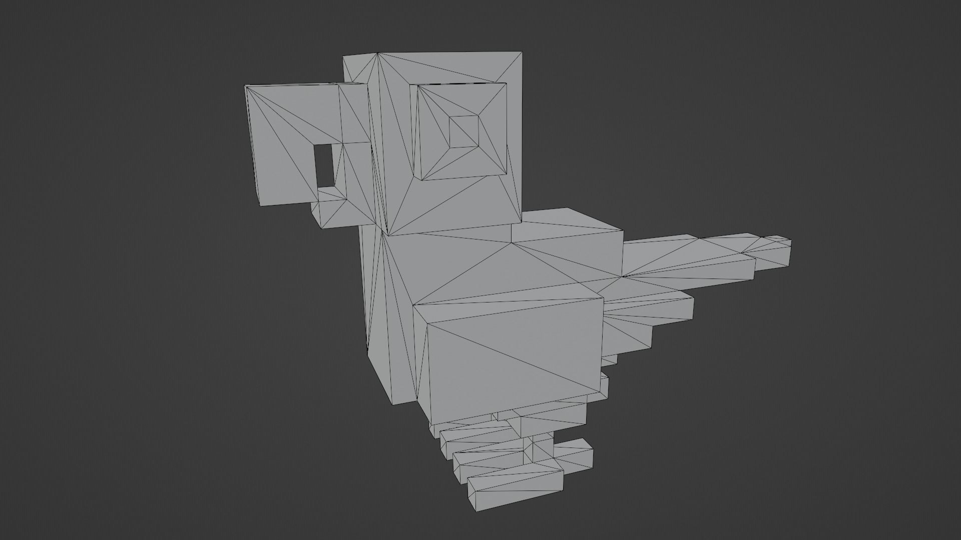 Voxel Blue Parrot Low-poly 3D model_12