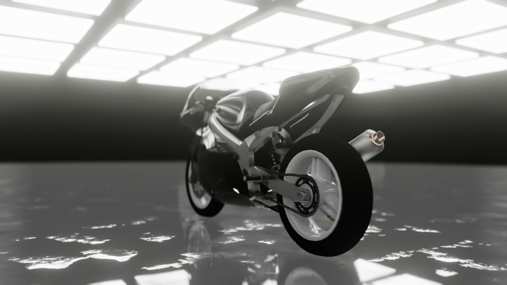 Sport Motorcycle 1000cc Low-poly 3D model_2