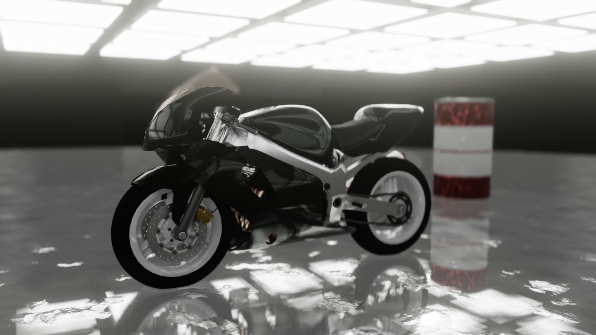 Sport Motorcycle 1000cc Low-poly 3D model_4