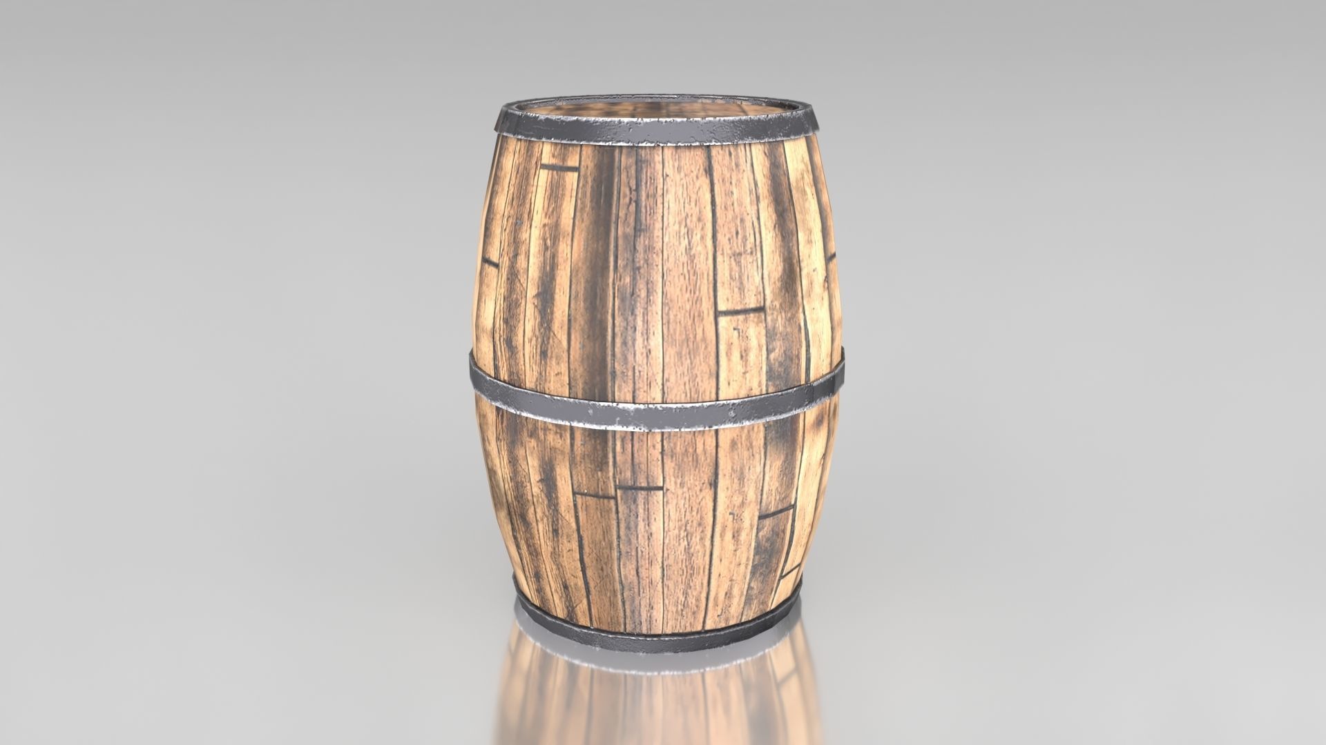 Wooden Barrel Low-poly 3D model_1