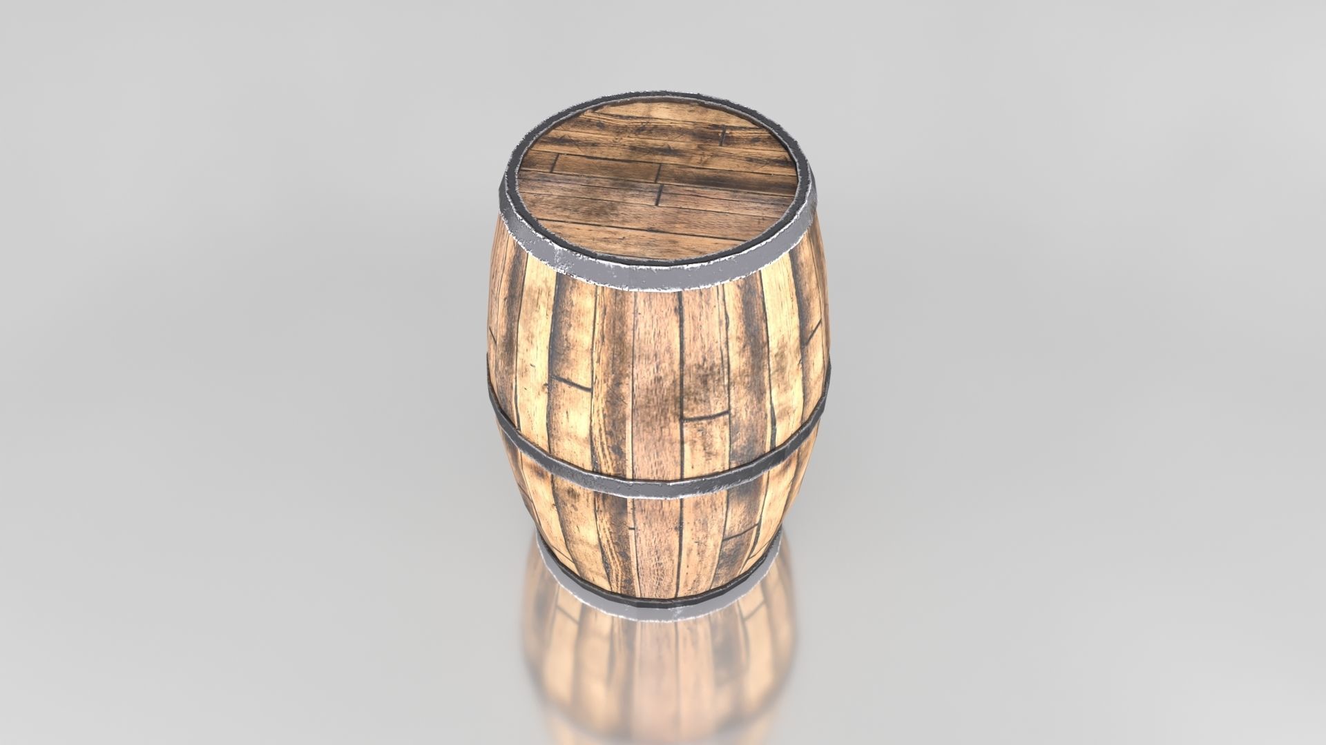 Wooden Barrel Low-poly 3D model_2