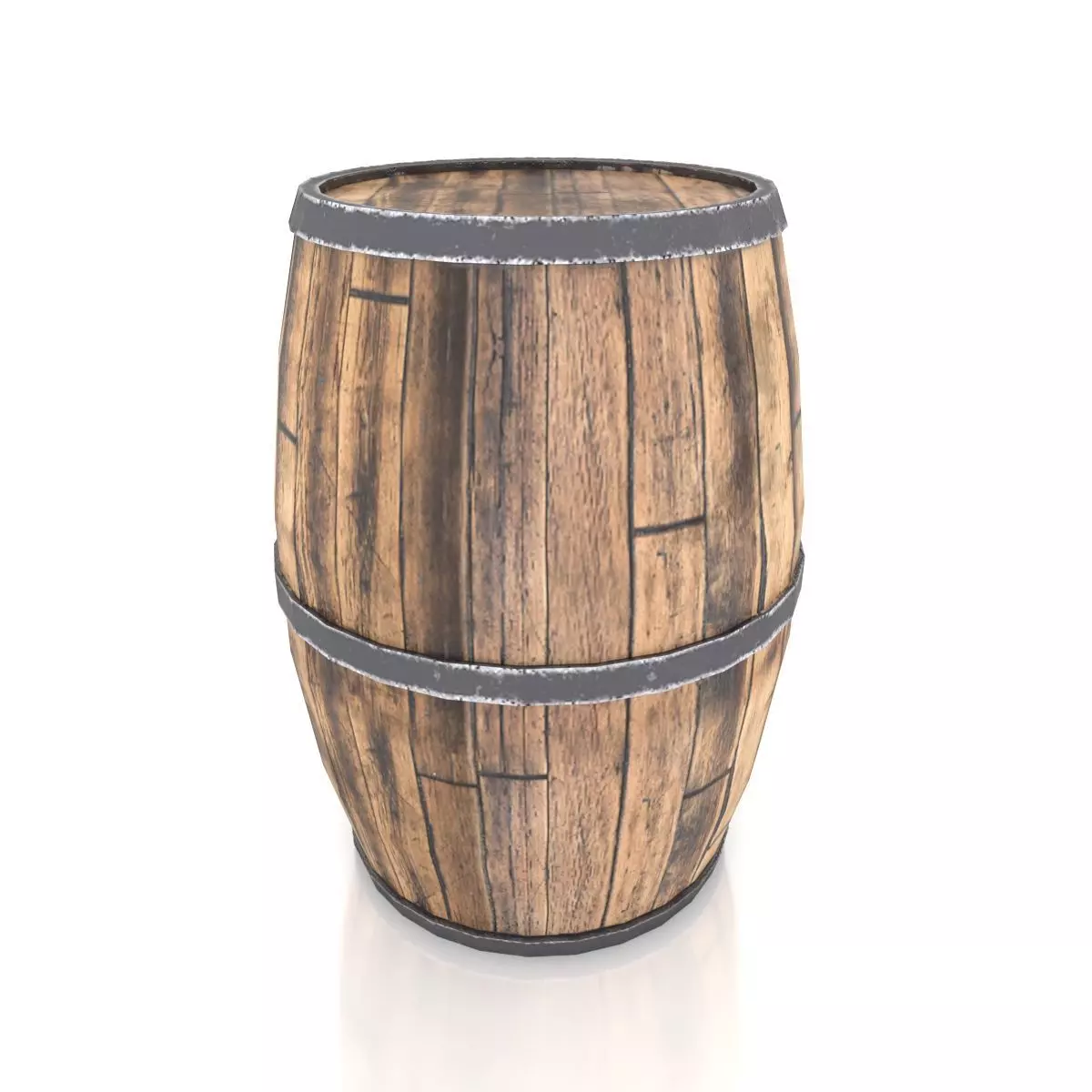 Wooden Barrel Low-poly 3D model_0