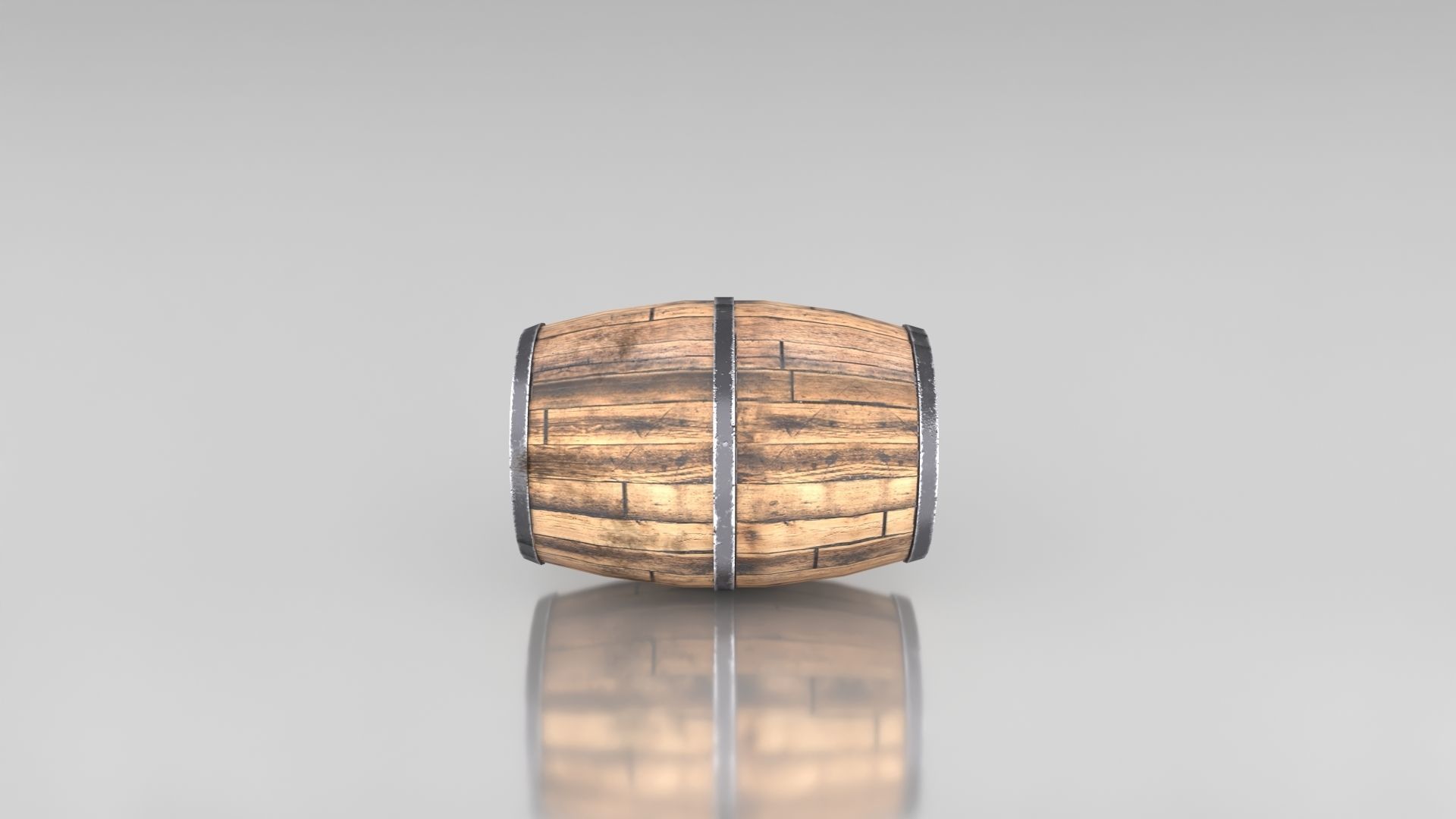 Wooden Barrel Low-poly 3D model_3