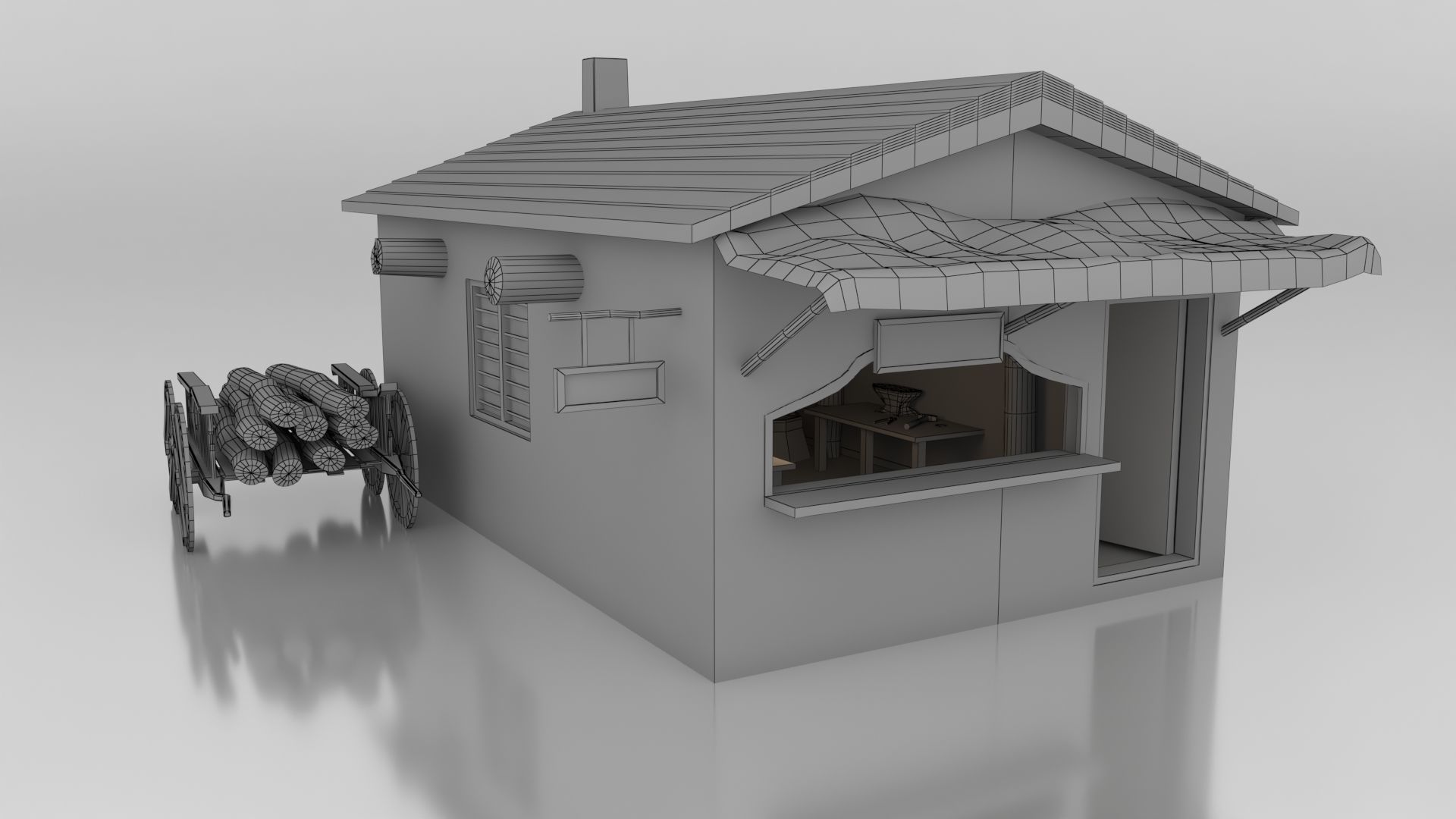 Medieval Blacksmith Shop Low-poly 3D model_11