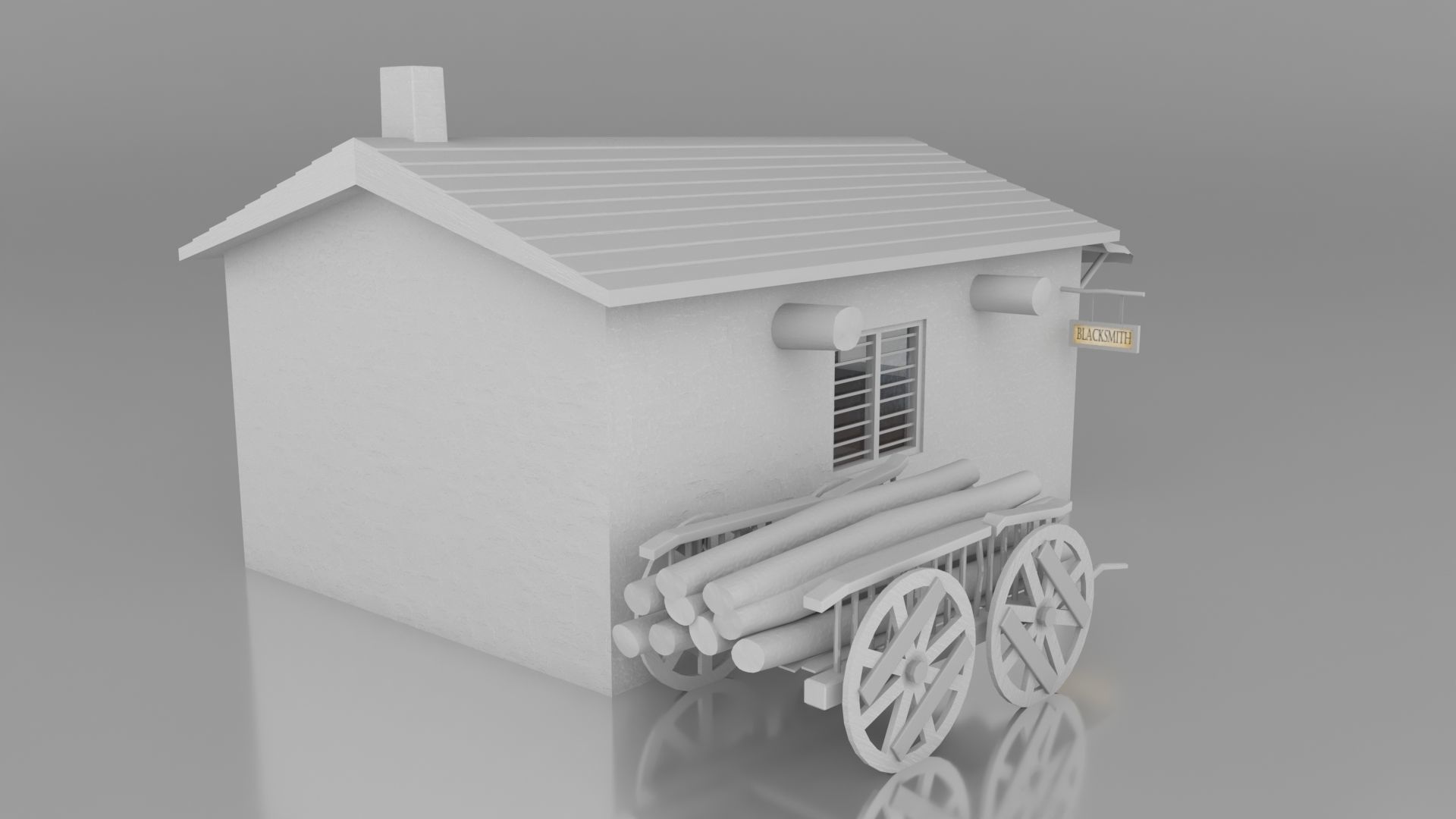 Medieval Blacksmith Shop Low-poly 3D model_8