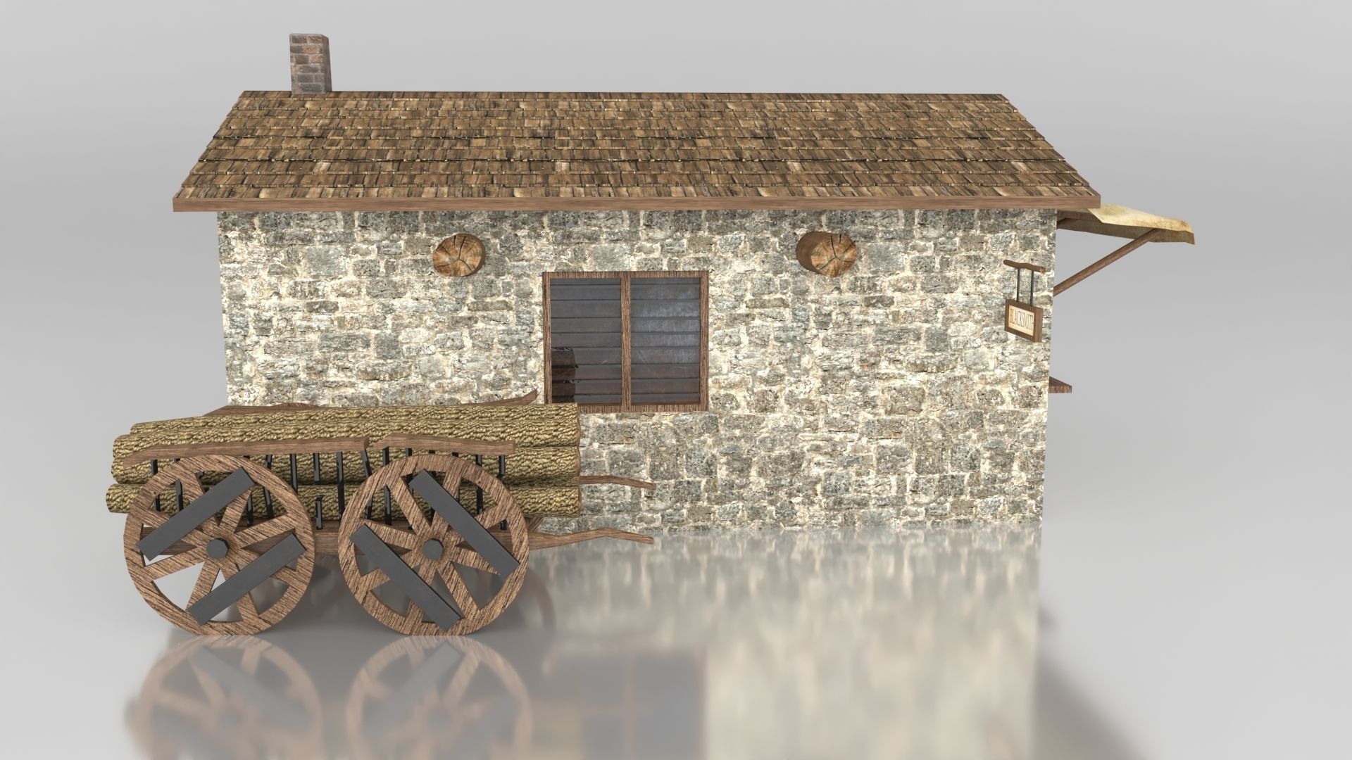 Medieval Blacksmith Shop Low-poly 3D model_3