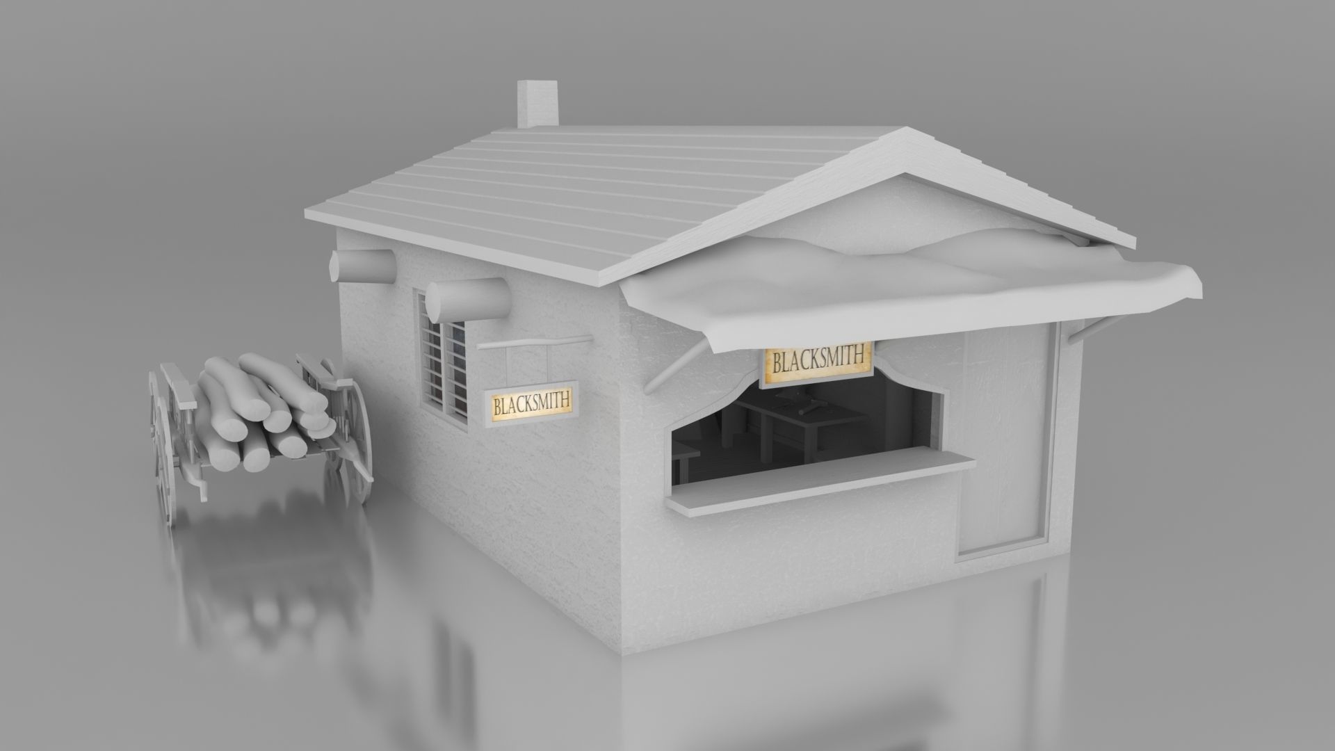 Medieval Blacksmith Shop Low-poly 3D model_7