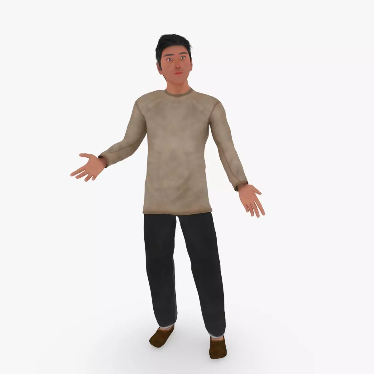 Young Cartoon Man Rigged Low-poly 3D model