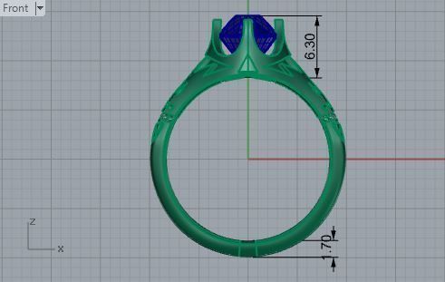 Nice blue stone ring 3207 3D print model 3D print model_5