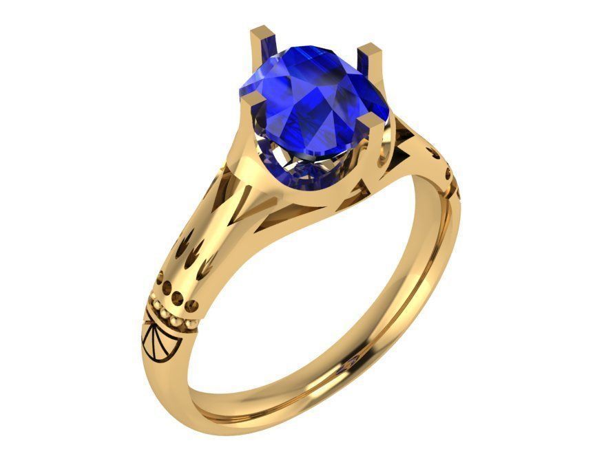 Nice blue stone ring 3207 3D print model 3D print model_1