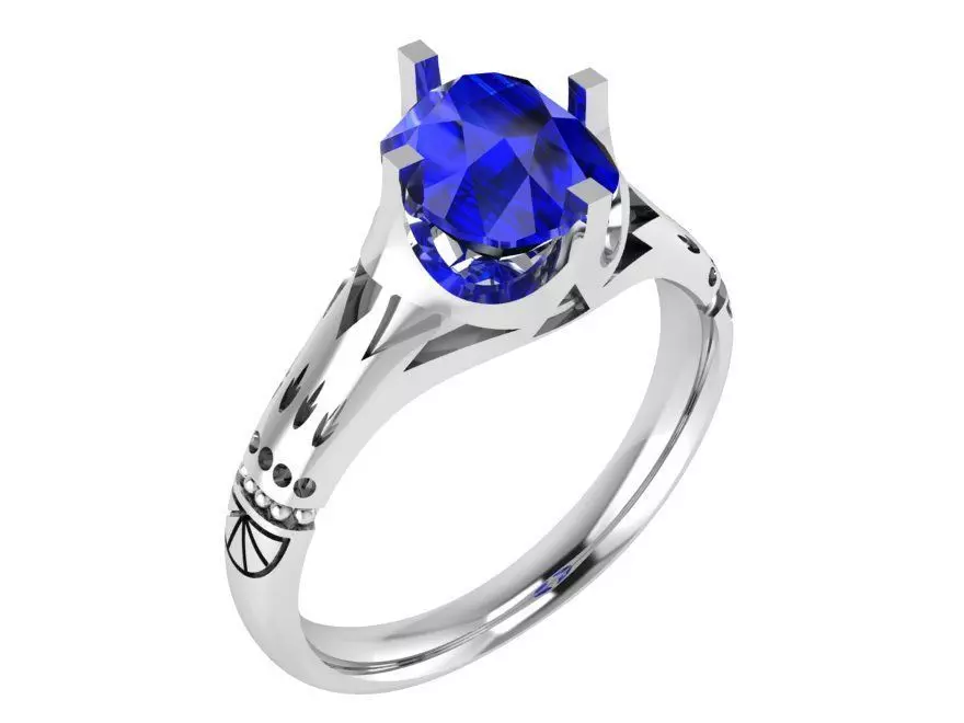 Nice blue stone ring 3207 3D print model 3D print model_0