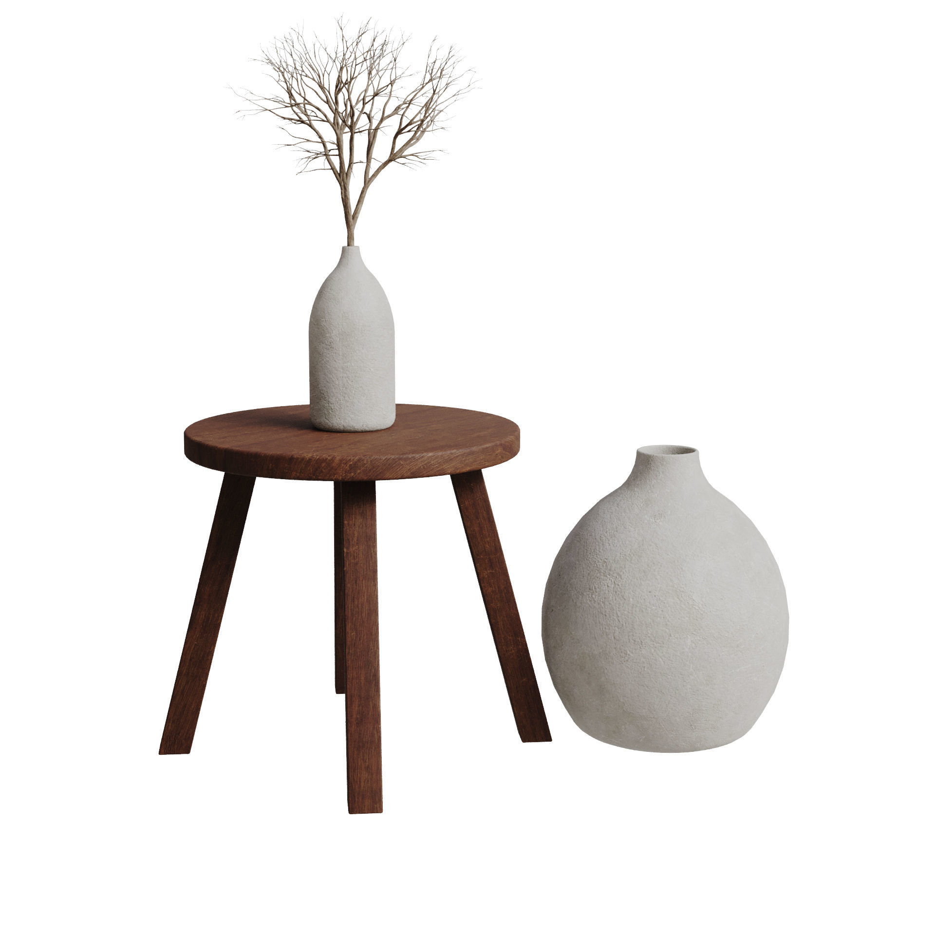 Wooden Bench 3D model_4