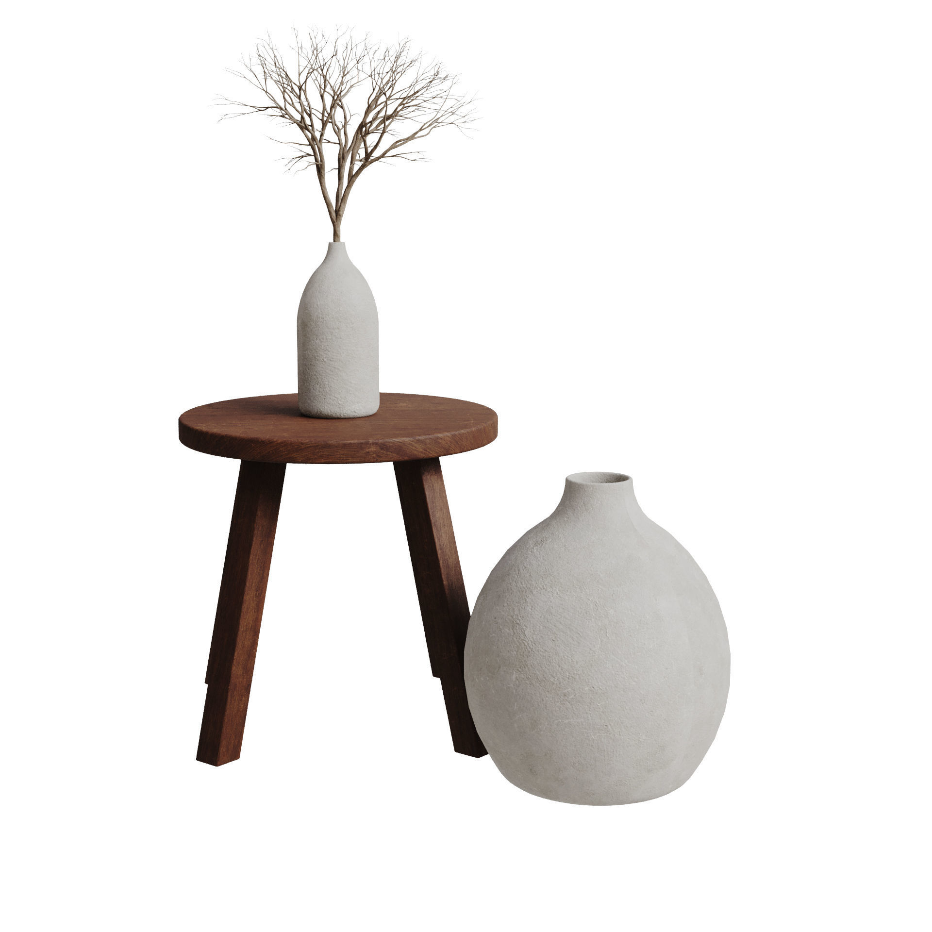 Wooden Bench 3D model_3