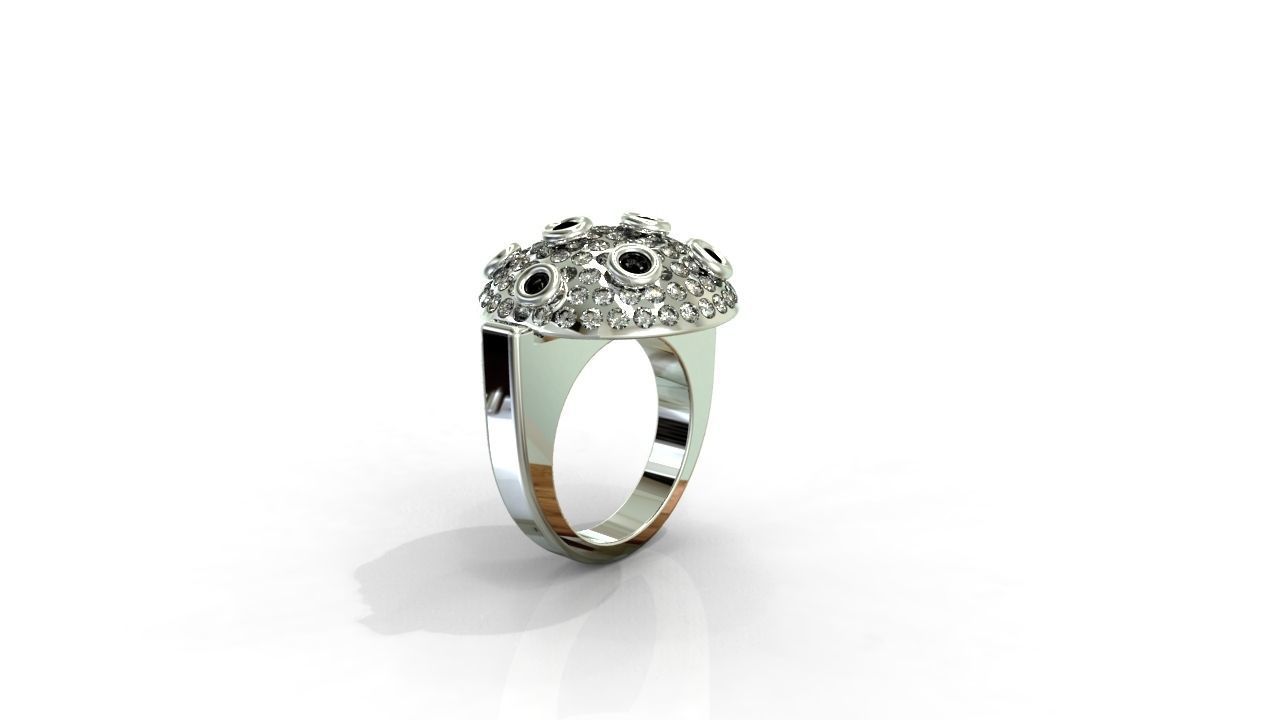 YD143 ladybug ring with diamonds 3D print model_5