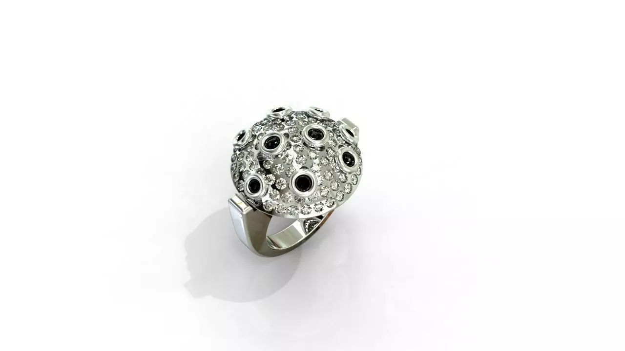 YD143 ladybug ring with diamonds 3D print model_0