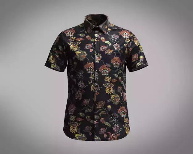 Mens Short Sleeve Paisley Flora Printed Shirt