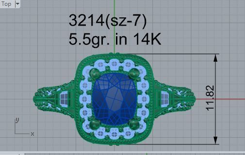 Blue and white diamond ring 3214 3D print model 3D print model_4