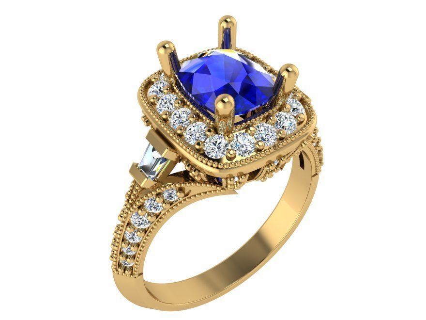 Blue and white diamond ring 3214 3D print model 3D print model_1