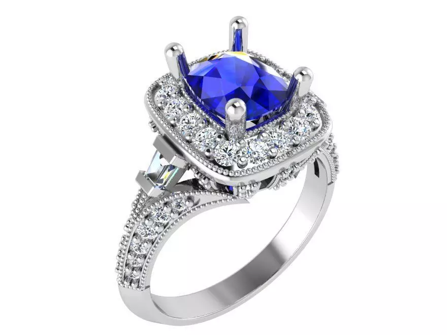 Blue and white diamond ring 3214 3D print model 3D print model_0