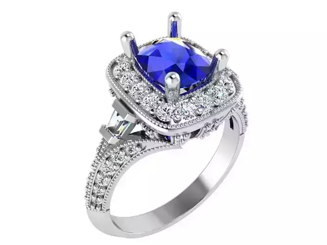 Blue and white diamond ring 3214 3D print model