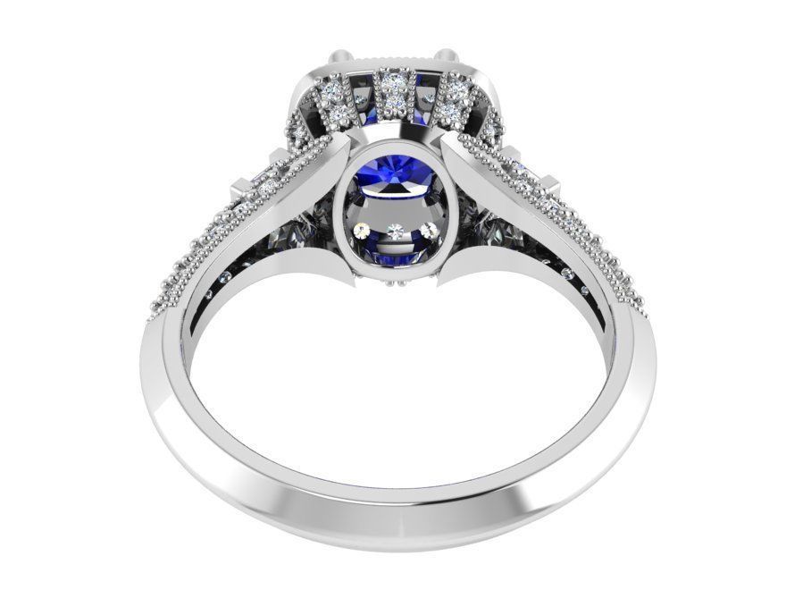 Blue and white diamond ring 3214 3D print model 3D print model_3