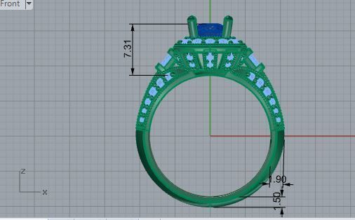 Blue and white diamond ring 3214 3D print model 3D print model_5