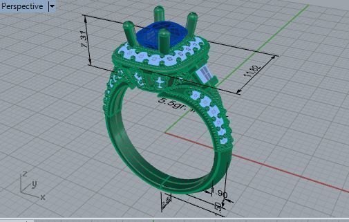 Blue and white diamond ring 3214 3D print model 3D print model_7