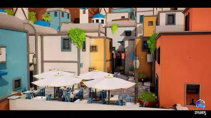 Stylized Greek Island