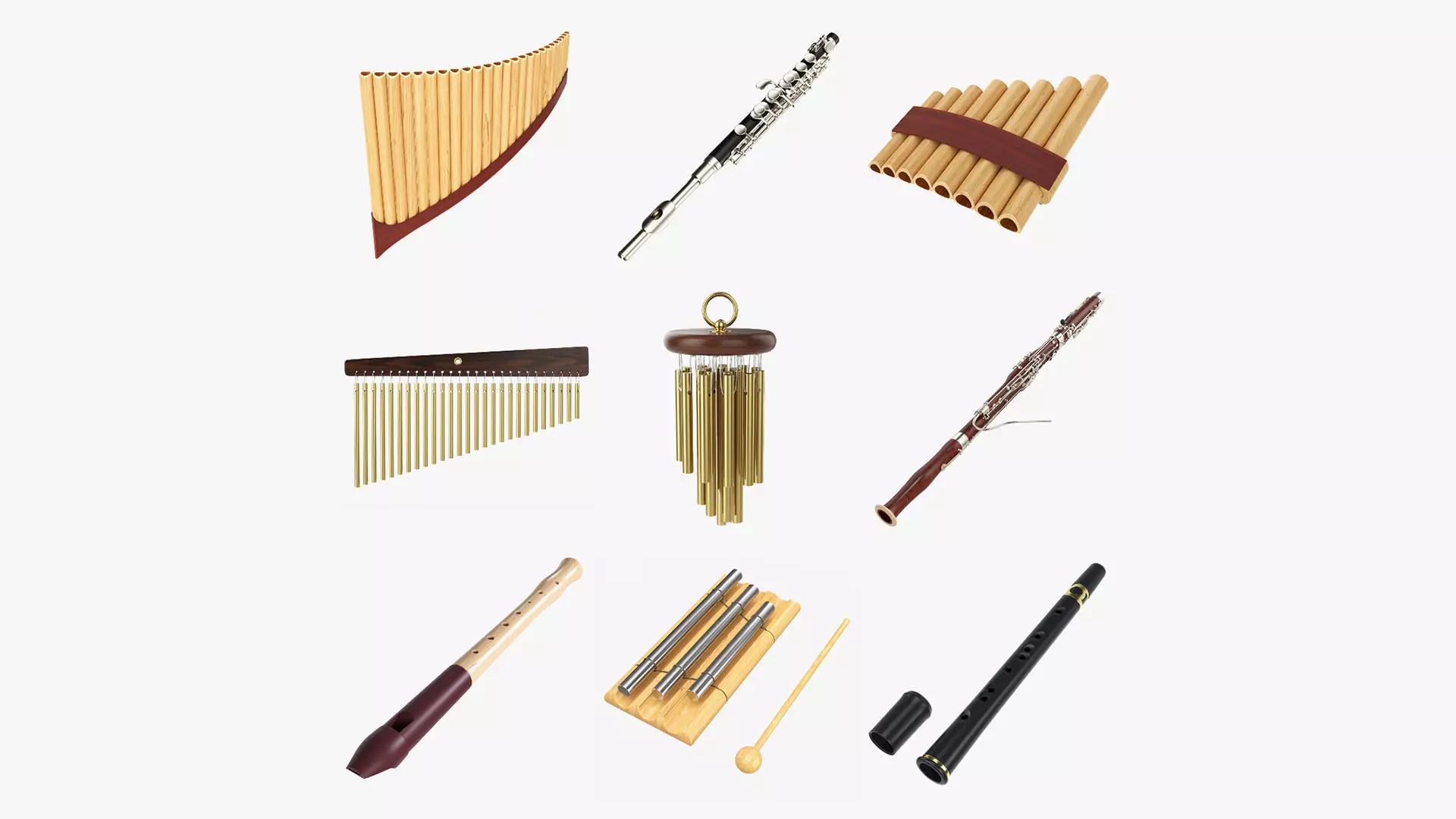 Chimes and woodwind 3D Model Collection_0