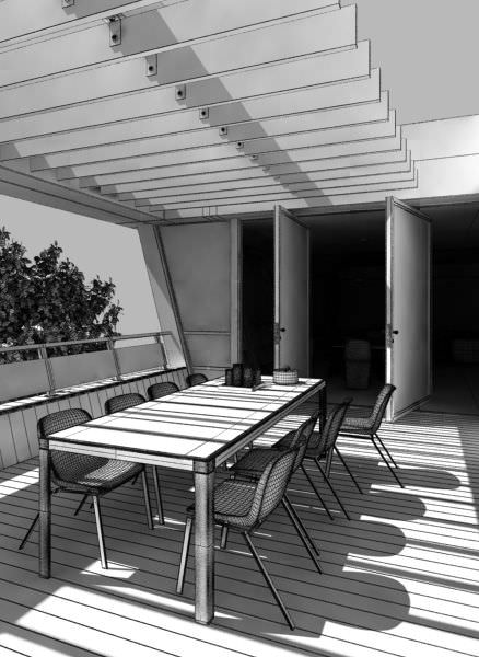 Outdoor Dining Table In A Terrace 3D model_1