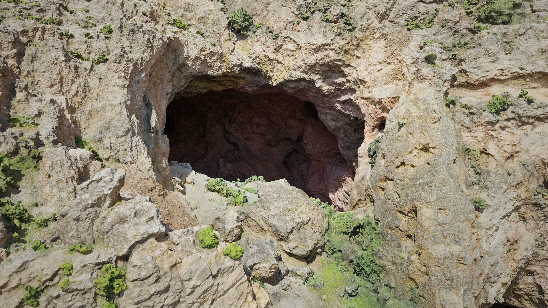 Large Cave Cliff PBR Scan Low-poly 3D model_0