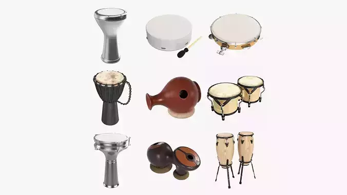 Various PBR drums 3D Model Collection