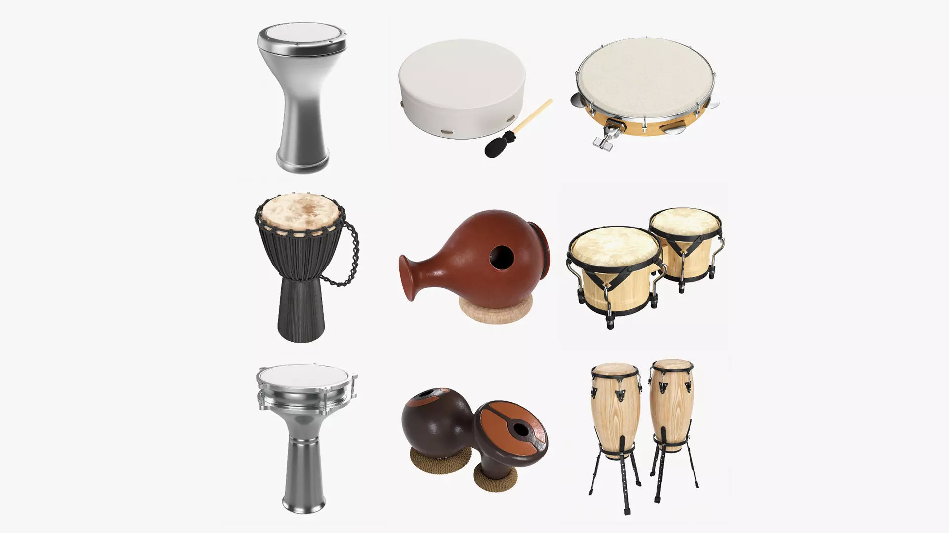 Various PBR drums 3D Model Collection_0