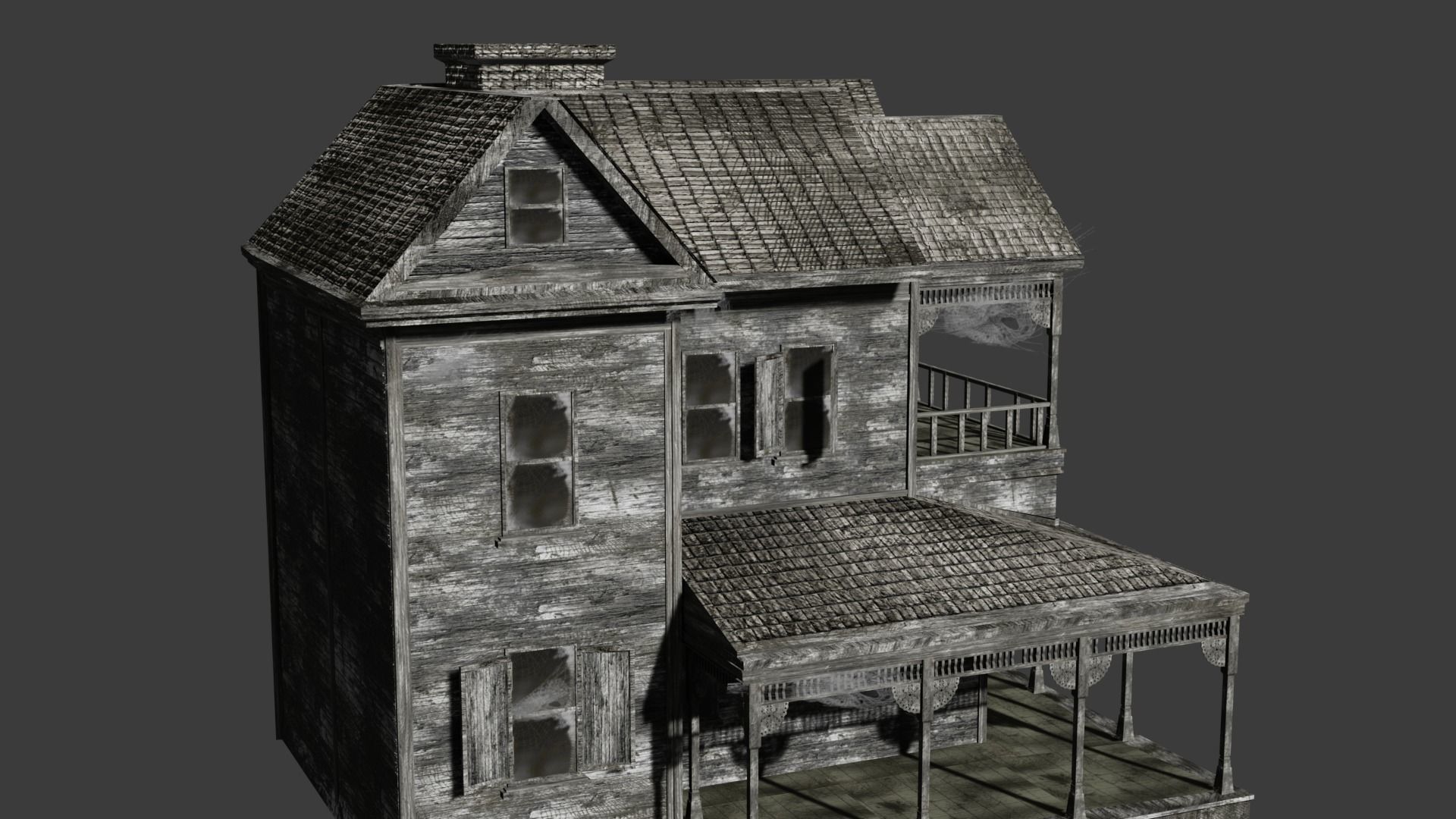 House Abandoned old - realistic low poly Low-poly 3D model_6