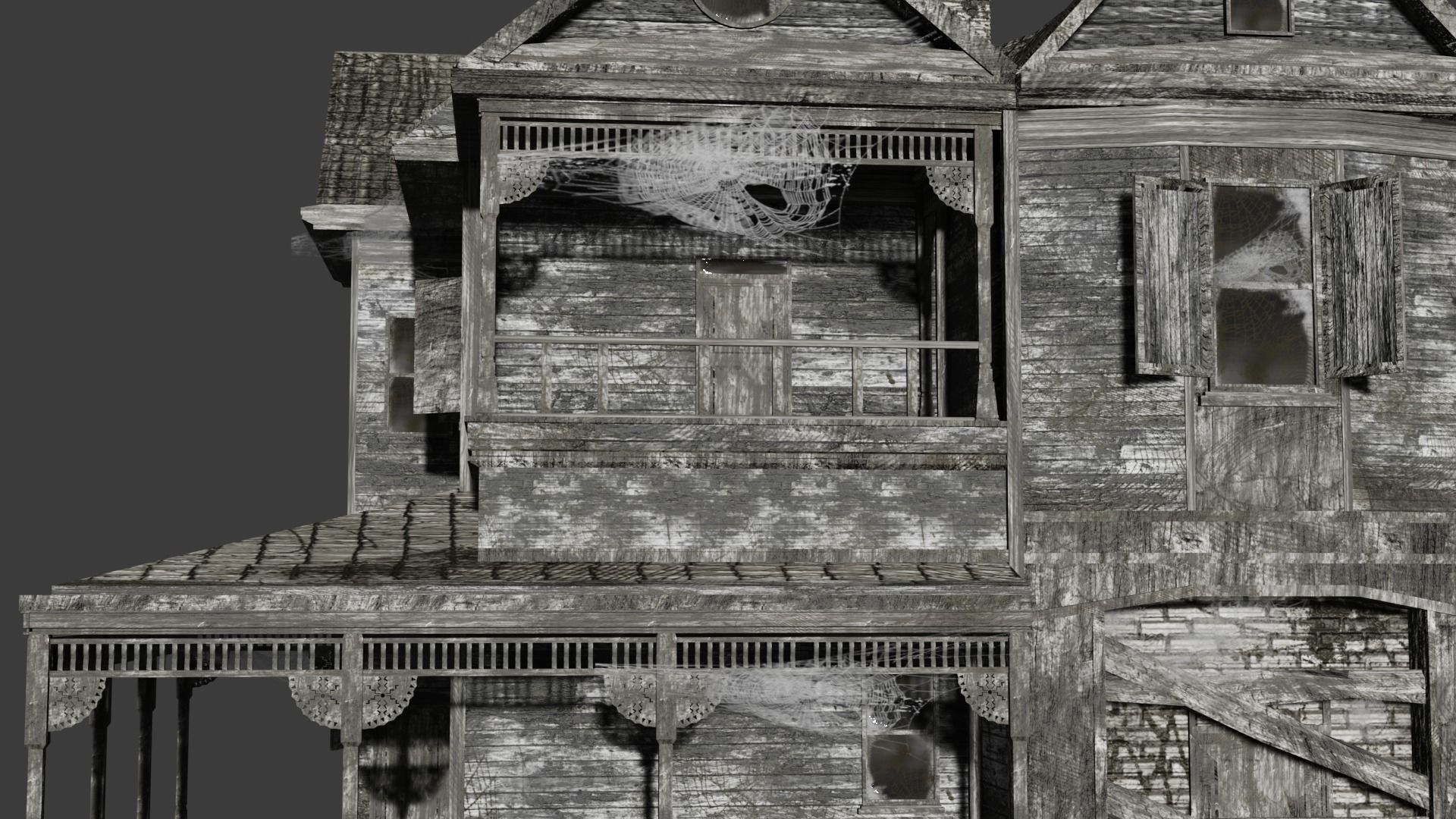 House Abandoned old - realistic low poly Low-poly 3D model_4