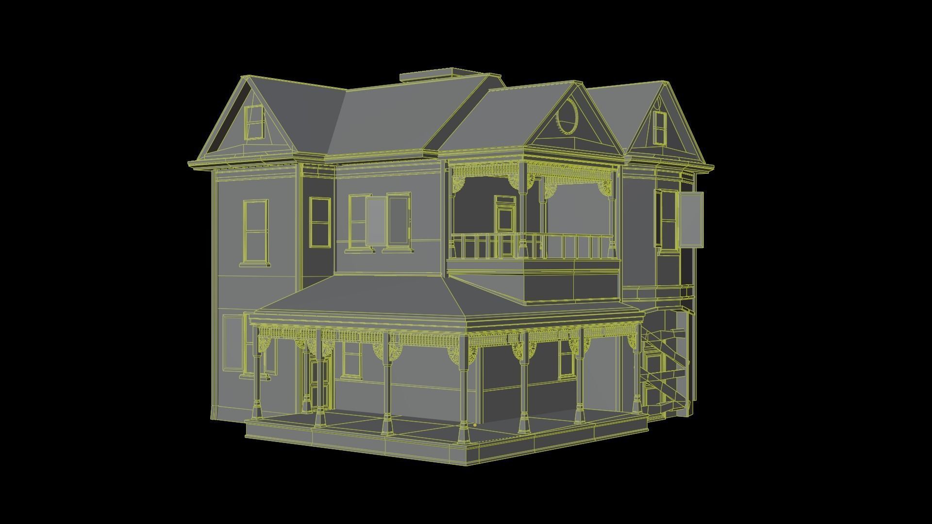 House Abandoned old - realistic low poly Low-poly 3D model_11