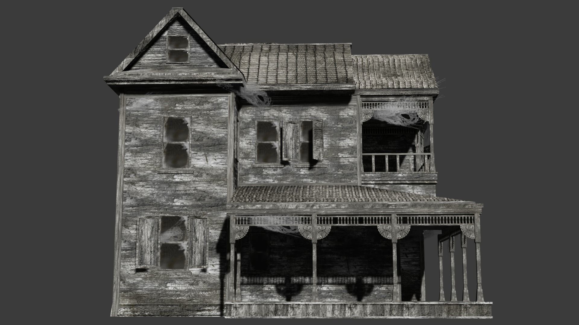 House Abandoned old - realistic low poly Low-poly 3D model_2