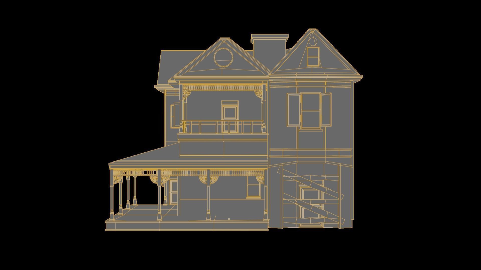 House Abandoned old - realistic low poly Low-poly 3D model_12