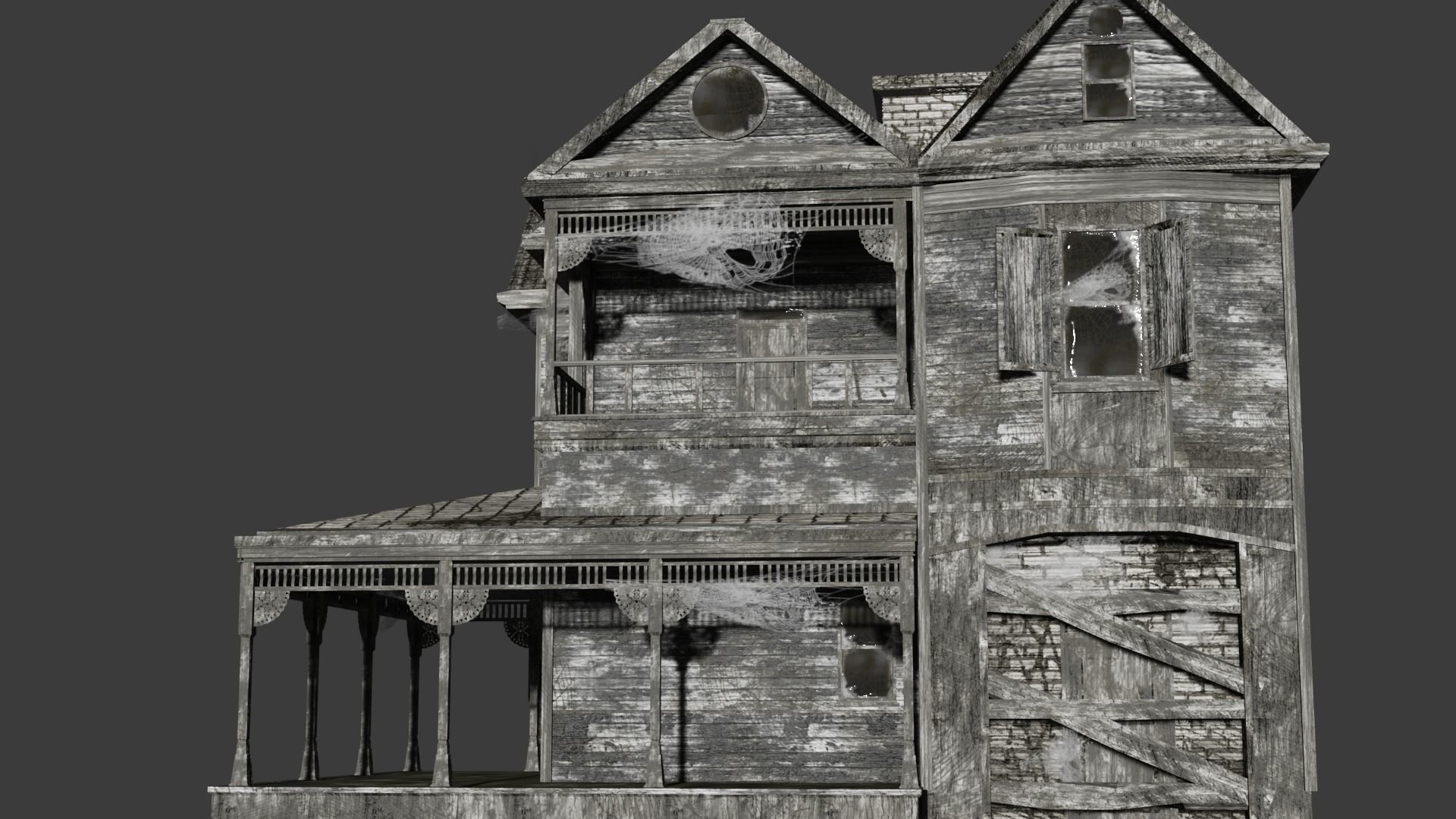 House Abandoned old - realistic low poly Low-poly 3D model_7