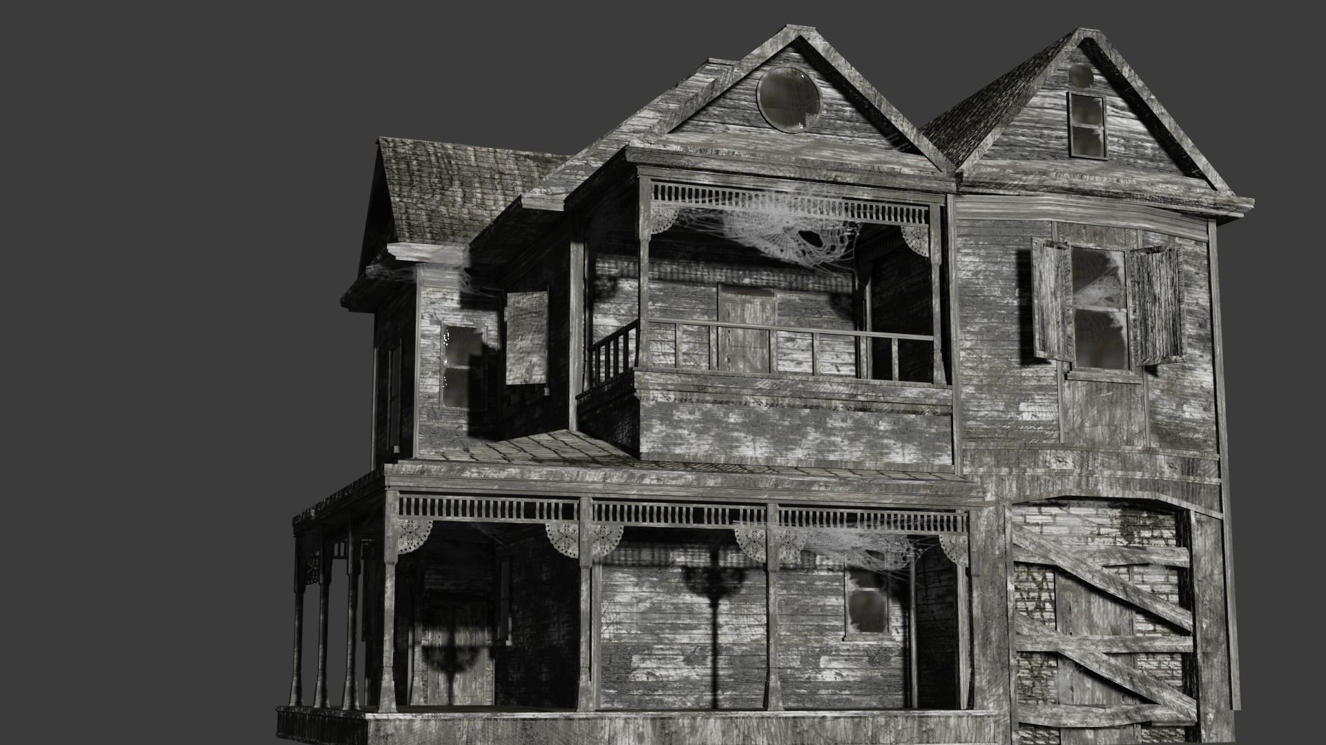 House Abandoned old - realistic low poly Low-poly 3D model_9